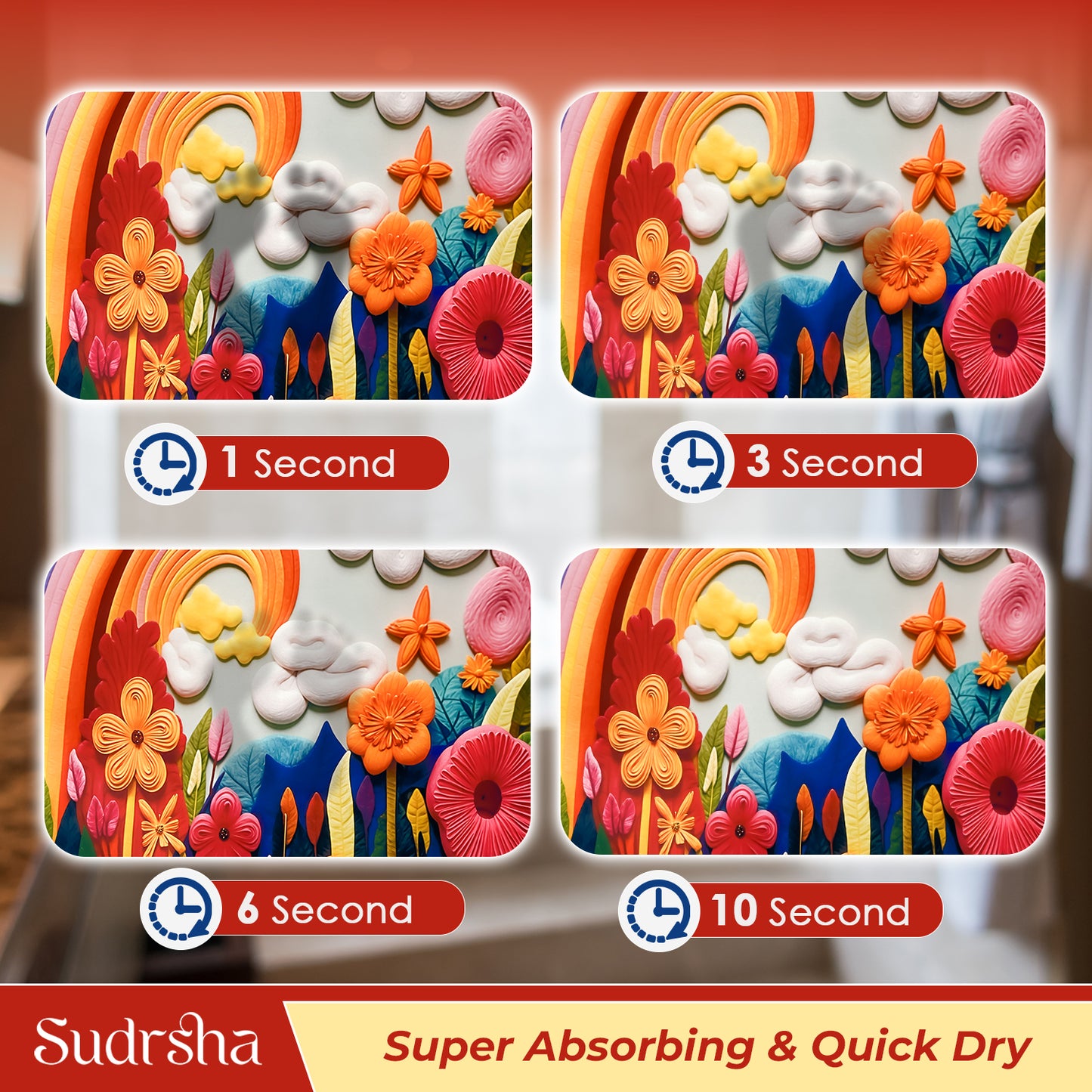 Sudrsha Anti-Skid 3D Cloud Print Rubber Bath Mat – Water-Absorbent
