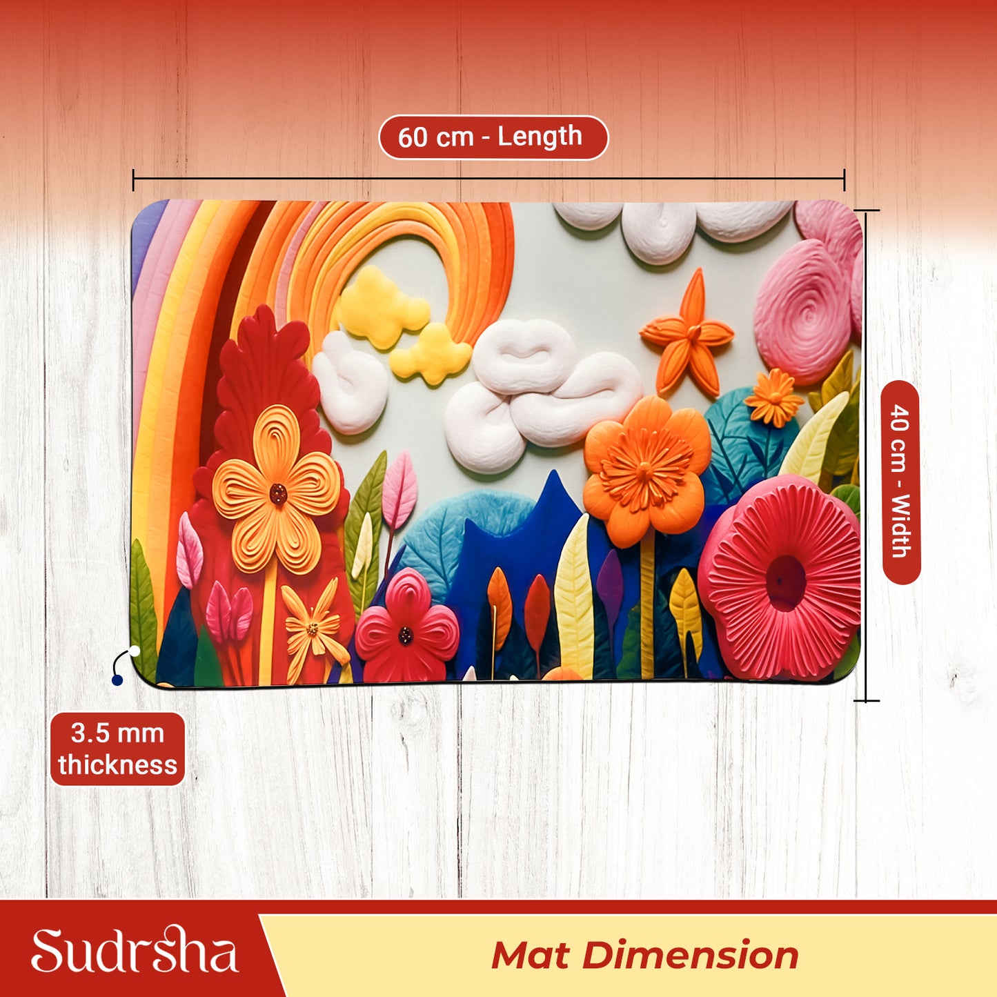 Sudrsha Anti-Skid 3D Cloud Print Rubber Bath Mat – Water-Absorbent