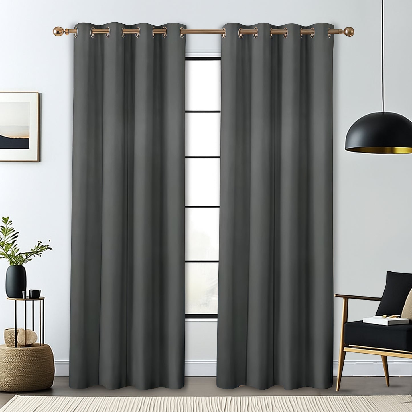 Sudrsha Blackout Long Door Curtain – 5 to 9 Feet | 90-95% Room Darkening, Thermal Insulated Plain Printed Curtain for Living Room & Bedroom(Brown)