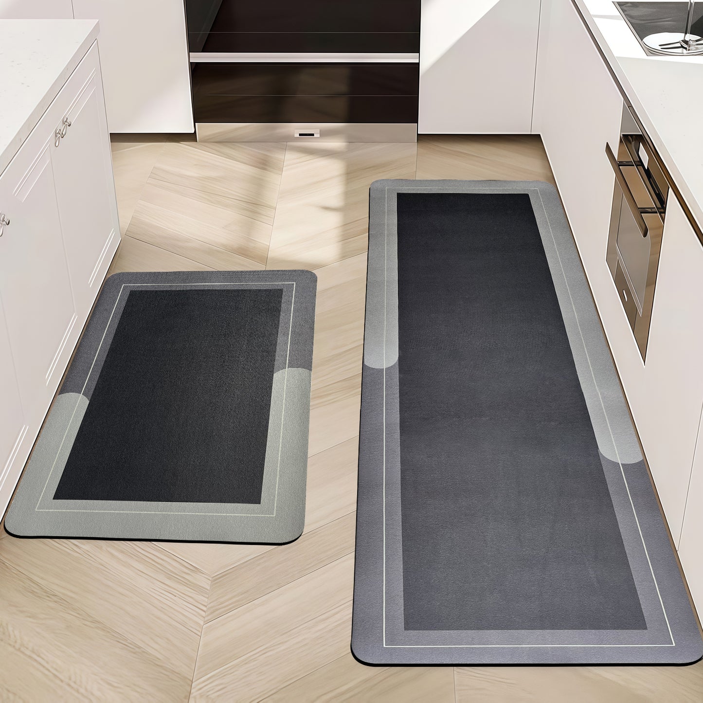 SUDRSHA Anti-Skid 3.5mm | Water Absorbent Kitchen Mat (Feather Print)