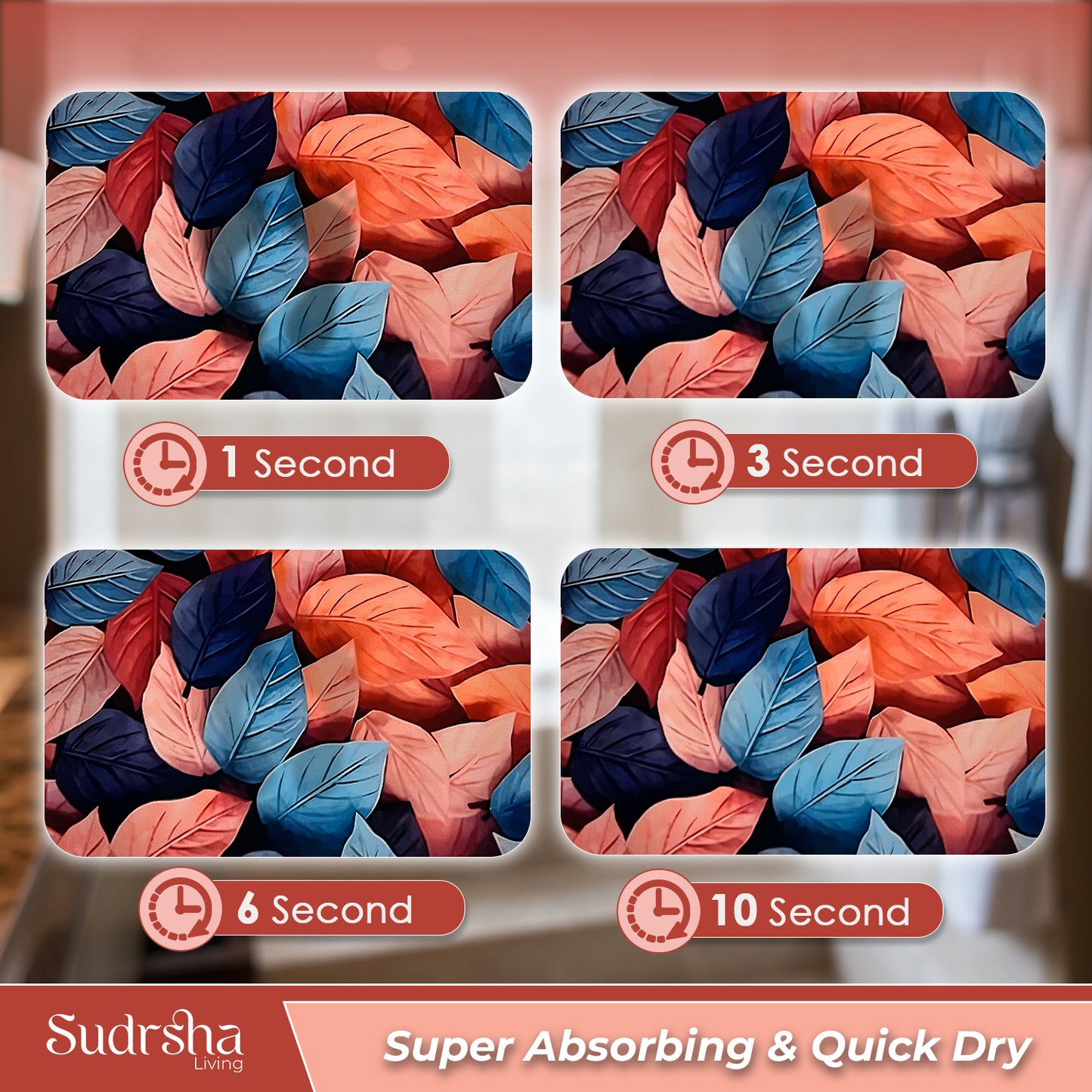 Sudrsha Anti-Skid 3D  pink  Leafe  Rubber Bath Mat – Water-Absorbent