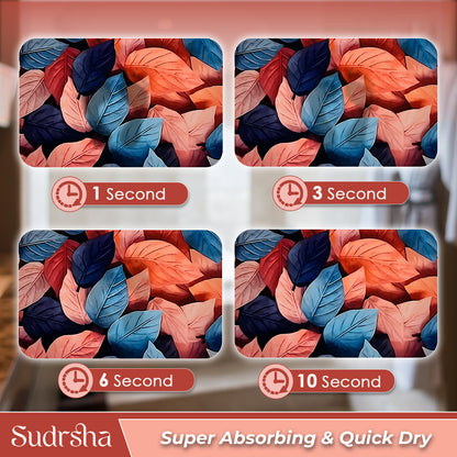 Sudrsha Anti-Skid 3D Flower Print Rubber Bath Mat – Water-Absorbent Pink leaf