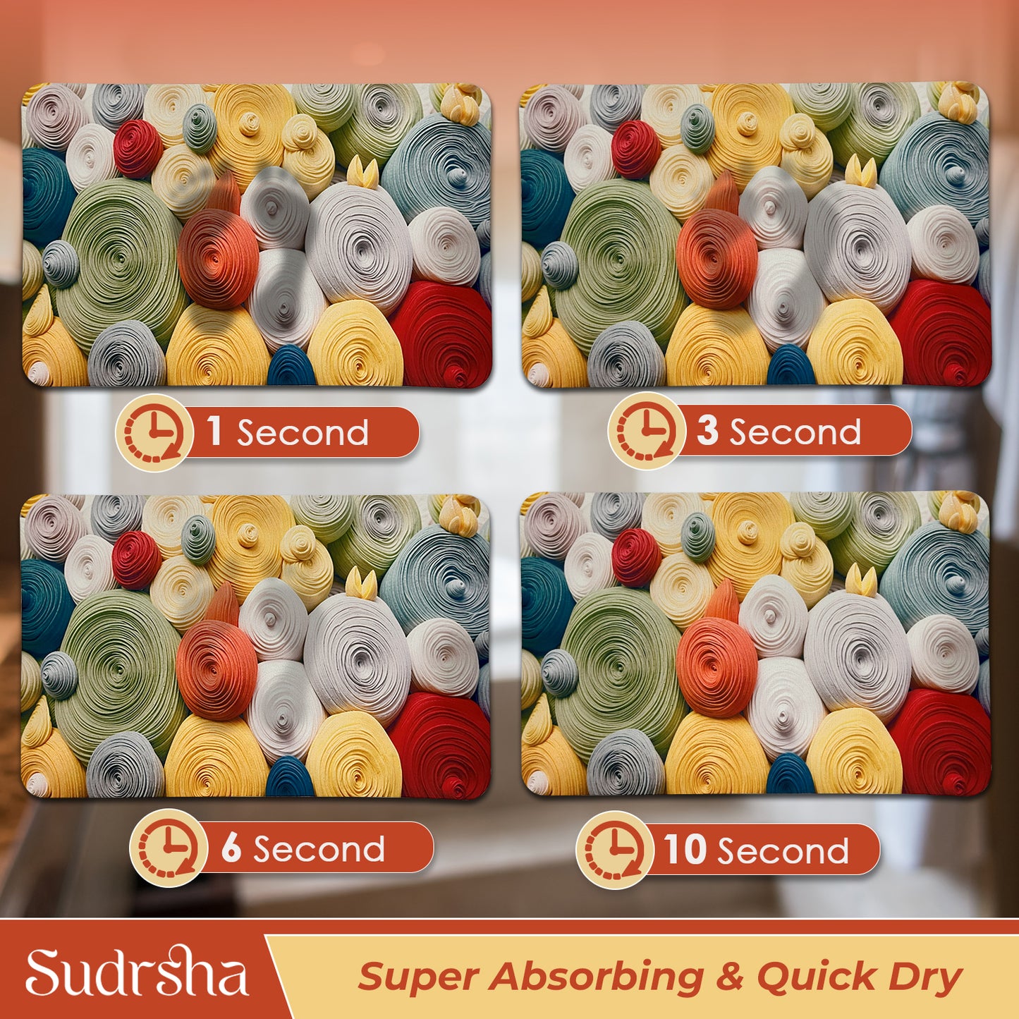 Sudrsha Anti-Skid 3D Rainbow Print Rubber Bath Mat – Water-Absorbent