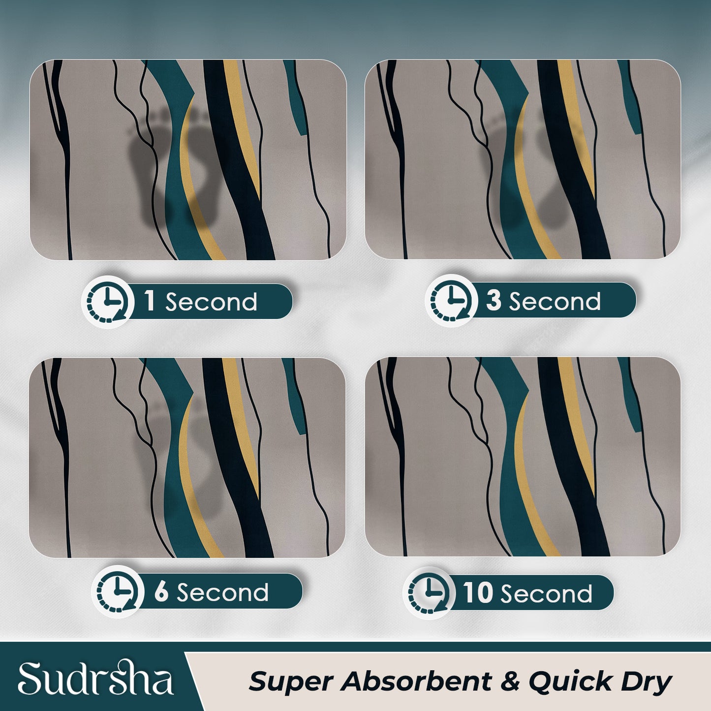 Sudrsha Anti-Skid 3D Linen Grey abstract  Rubber Bath Mat – Water-Absorbent