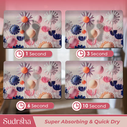 Sudrsha Anti-Skid 3D   Sun Flower Rubber Bath Mat – Water-Absorbent (pink)