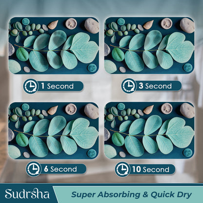 Sudrsha Anti-Skid 3D Flower Print Rubber Bath Mat – Water-Absorbent Leaf Pattern Bathroom Mat