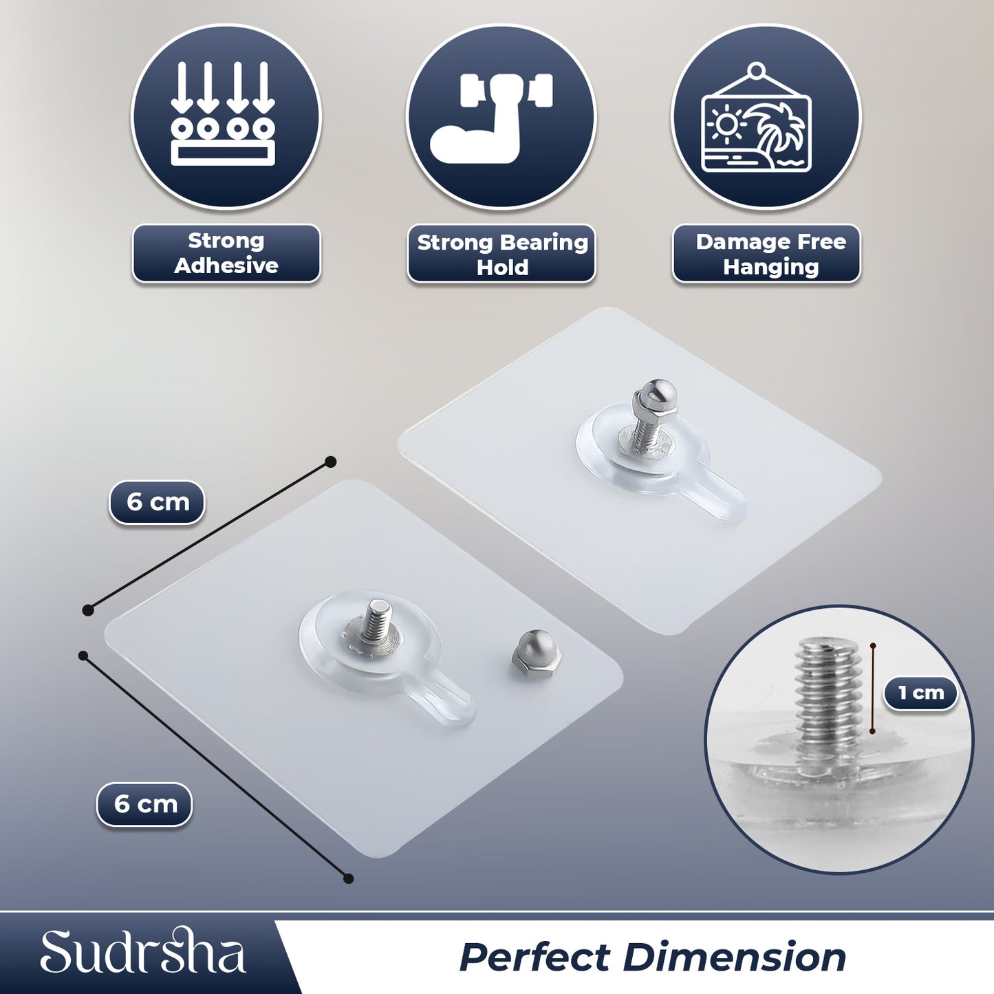 Sudrsha Adhesive Nail Photo Wall Hooks for Hanging Photo Frame, Kitchen Household and Bathroom Accessories (Pack of 10)