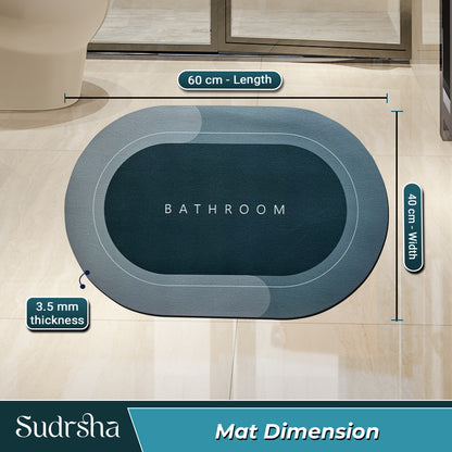 SUDRSHA Anti-Skid 3.5mm Green  Bath  Mat | Water Absorbent Door & Bathroom Floor Mat
