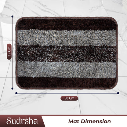Rectangular Anti-Skid Microfiber Bathroom & Door Mat – Water Absorbent Soft Floor Rug  Brown