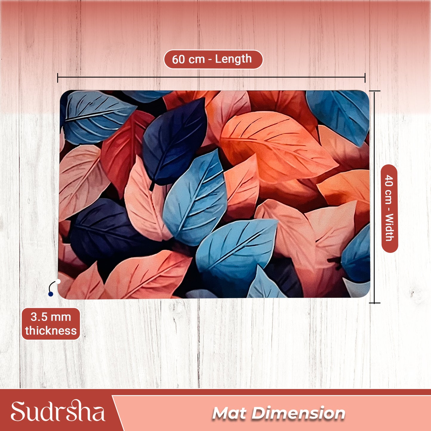 Sudrsha Anti-Skid 3D Flower Print Rubber Bath Mat – Water-Absorbent Pink leaf