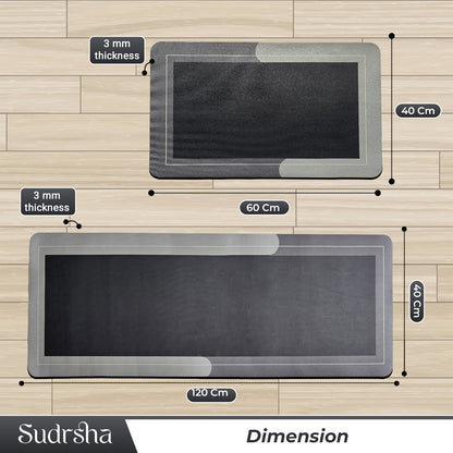 SUDRSHA Anti-Skid 3.5mm  | Water Absorbent Kitchen Mat Solid Grey