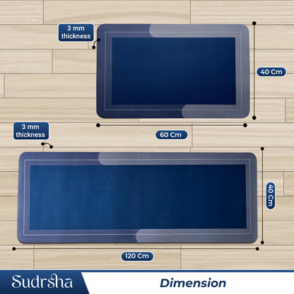 SUDRSHA Anti-Skid 3.5mm  | Water Absorbent Kitchen Mat Solid Blue