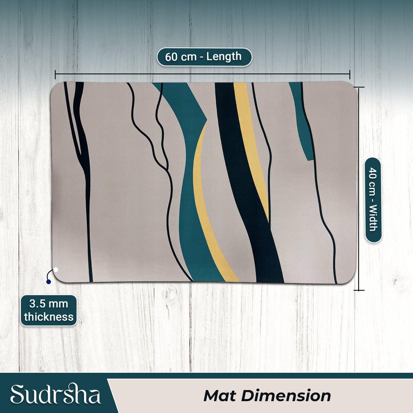 Sudrsha Anti-Skid 3D Linen Grey abstract  Rubber Bath Mat – Water-Absorbent