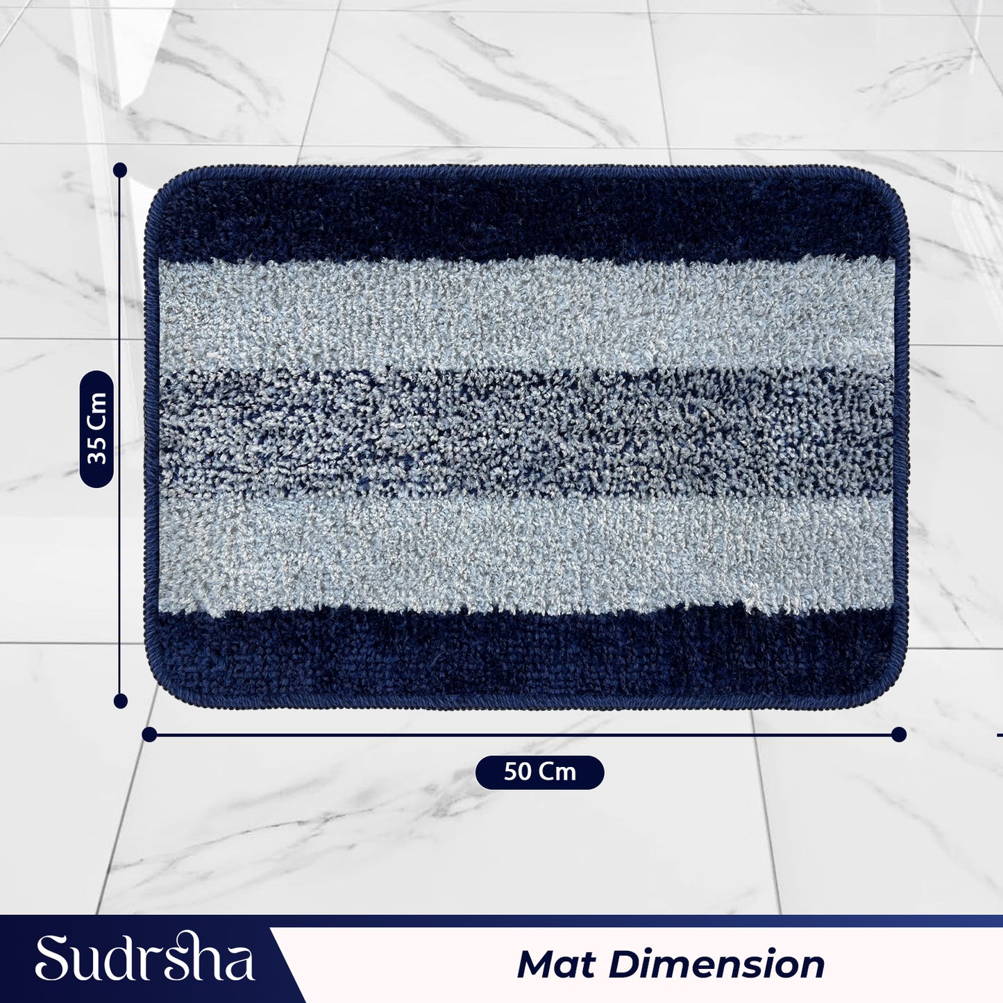 Rectangular Anti-Skid Microfiber Bathroom & Door Mat – Water Absorbent Soft Floor Rug  Blue