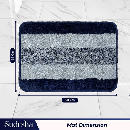 Rectangular Anti-Skid Microfiber Bathroom & Door Mat – Water Absorbent Soft Floor Rug  Blue