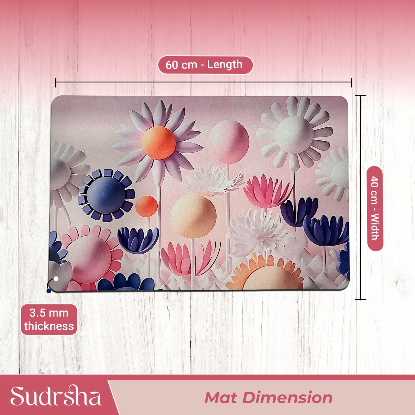Sudrsha Anti-Skid 3D   Sun Flower Rubber Bath Mat – Water-Absorbent (pink)