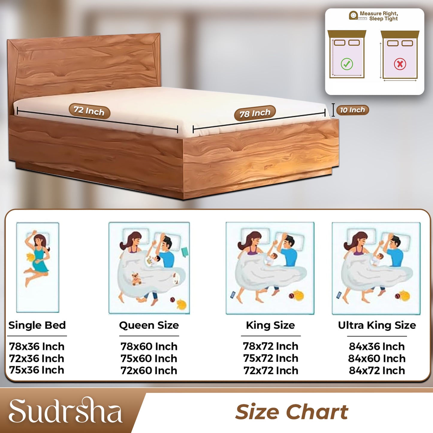 100% Waterproof Cotton Sudrsha Mattress Protector – Hypoallergenic, Ultra-Soft & Breathable Fitted Bed Cover