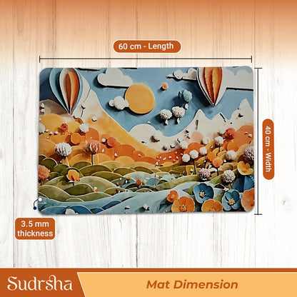 Sudrsha Anti-Skid 3D  Mountain Print  Rubber Bath Mat – Water-Absorbent