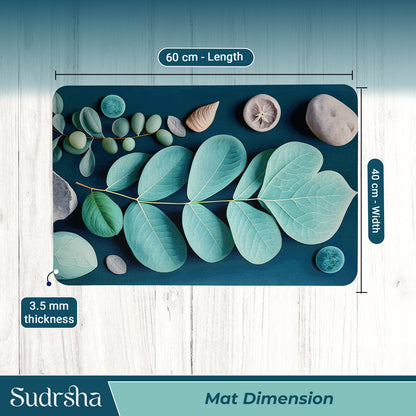 Sudrsha Anti-Skid 3D Flower Print Rubber Bath Mat – Water-Absorbent Leaf Pattern Bathroom Mat