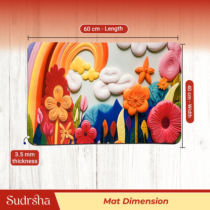Sudrsha Anti-Skid 3D Cloud Print Rubber Bath Mat – Water-Absorbent