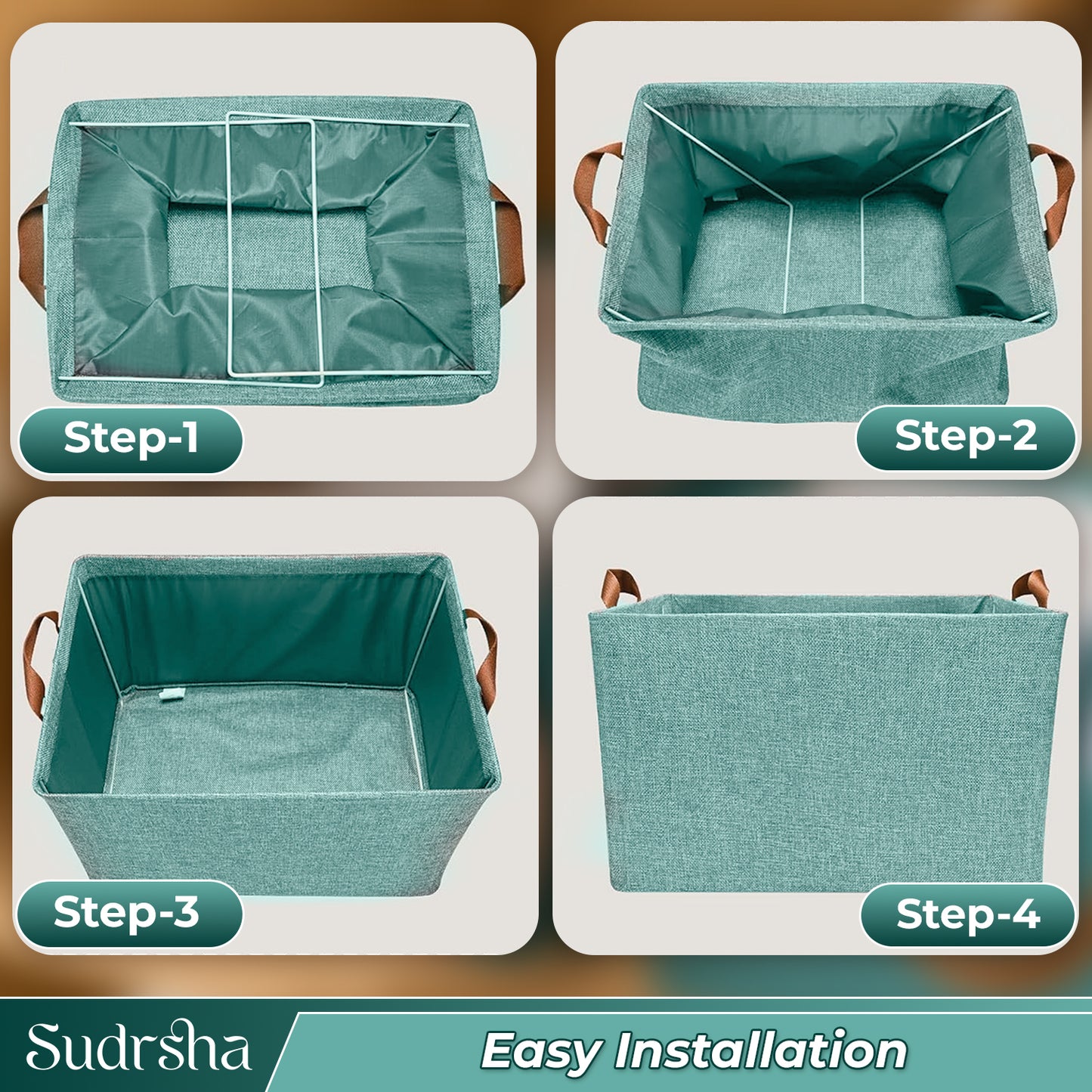Sudrsha Foldable Wardrobe Organizer Box (47×27×20 cm) | Durable Polystyrene Storage with Handle for Clothes, Toys & Blankets(Green)