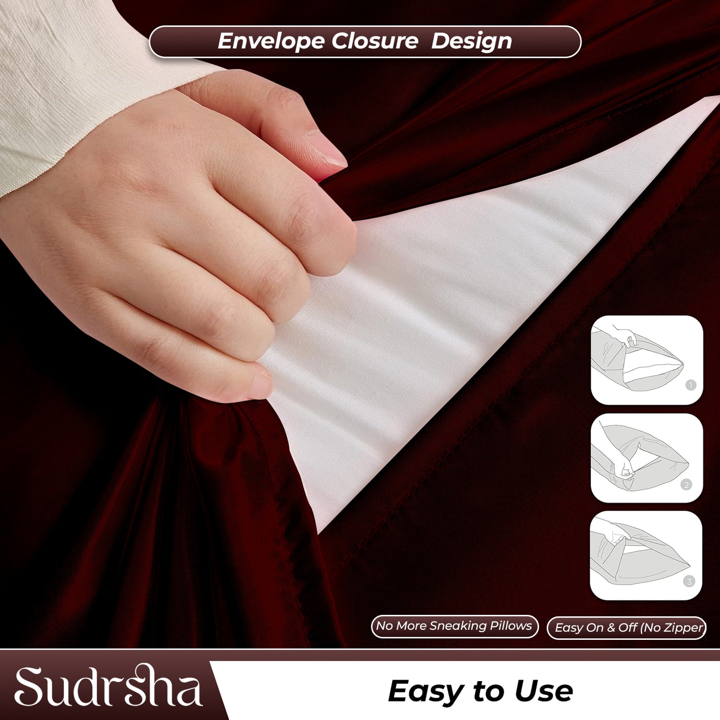 Sudrsha Solid 600 TC Satin Silk Pillowcases(Brown)
