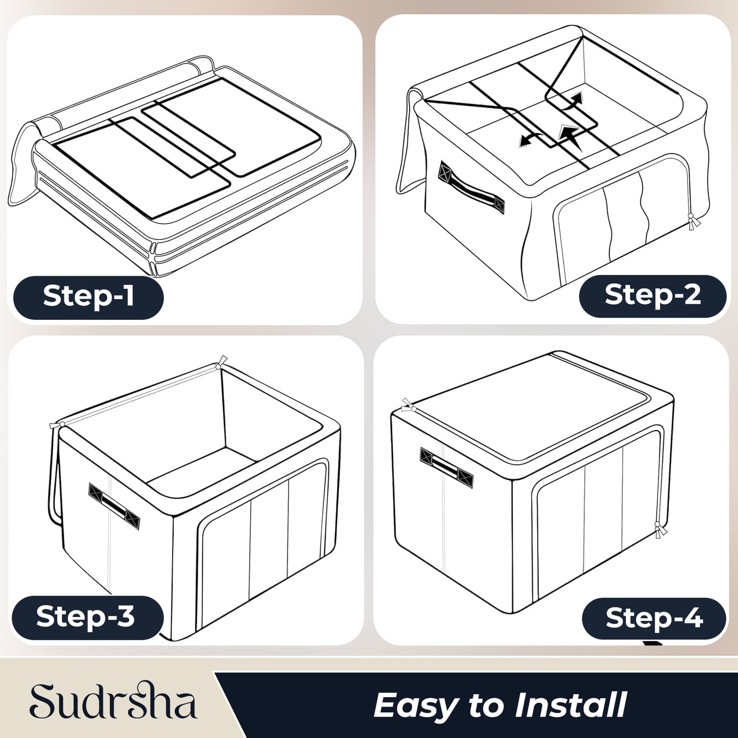 Sudrsha Double-24Litre Sided Zipper Foldable Storage Box – Closet Organizer for Clothes, Toys & More