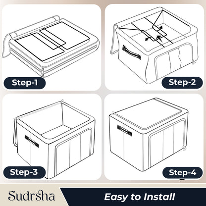 Sudrsha Double- 44 Litre Sided Zipper Foldable Storage Box – Closet Organizer for Clothes, Toys & More (Copy)