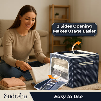 Sudrsha Double- 44 Litre Sided Zipper Foldable Storage Box – Closet Organizer for Clothes, Toys & More (Copy)
