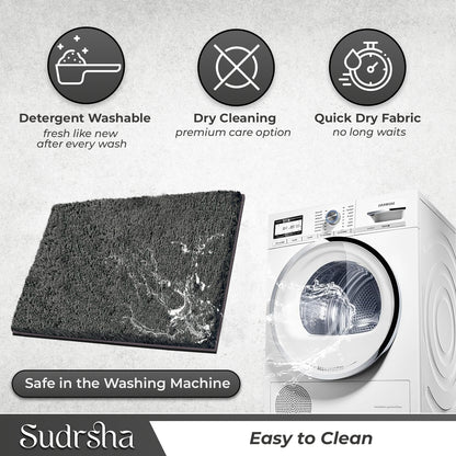 SITTELLA 1800 GSM Super Soft Microfiber Bath Mat – Extra Thick, Quick Dry & Anti-Skid Bathroom Rug for Bathroom & Home (Grey, Size: 40x60