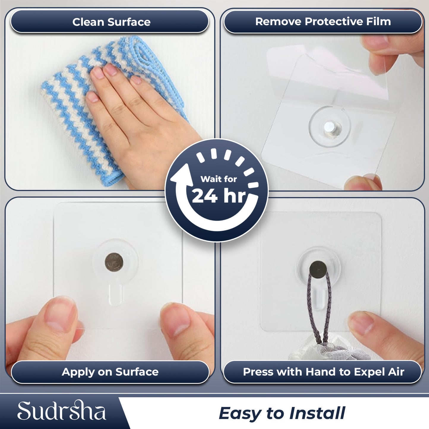 Sudrsha Adhesive Nail Photo Wall Hooks for Hanging Photo Frame, Kitchen Household and Bathroom Accessories (Pack of 10)