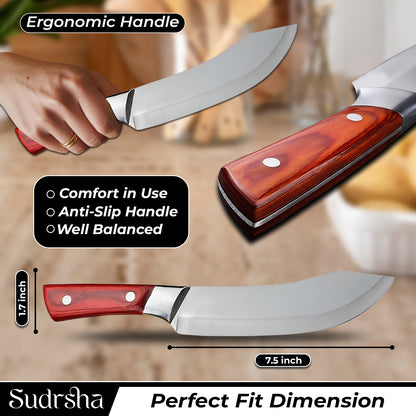 Sudrsha Heavy Duty Chef Knife with Sheath – High Carbon Steel Butcher Cleaver for Meat, Bone, Fish & Vegetables – Professional Kitchen Chopper Knife with Wooden Handle (1 Piece)