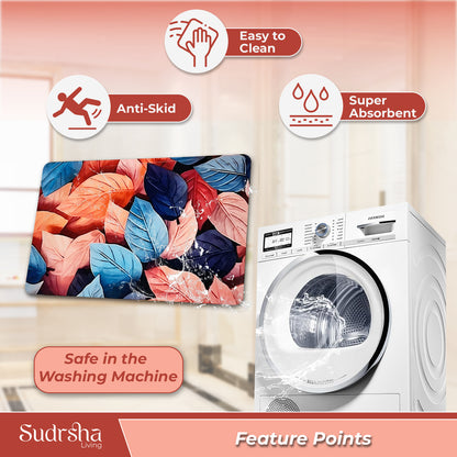 Sudrsha Anti-Skid 3D  pink  Leafe  Rubber Bath Mat – Water-Absorbent