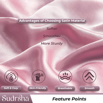 Sudrsha Solid 600 TC Satin Silk PillowCases (Pink)