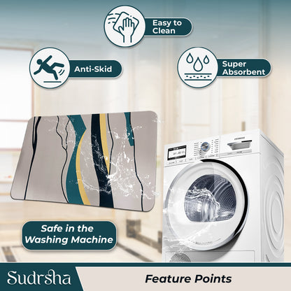 Sudrsha Anti-Skid 3D Linen Grey abstract  Rubber Bath Mat – Water-Absorbent