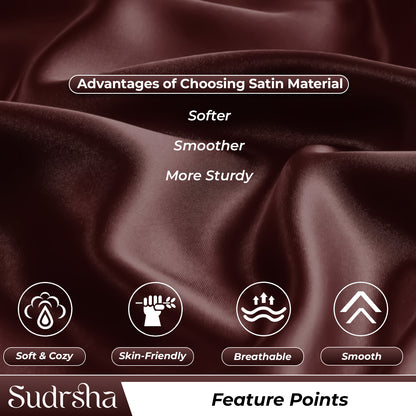 Sudrsha Solid 600 TC Satin Silk Pillowcases(Brown)