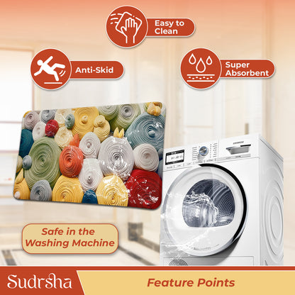Sudrsha Anti-Skid 3D Rainbow Print Rubber Bath Mat – Water-Absorbent