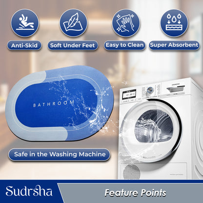 SUDRSHA Anti-Skid 3.5mm Light Blue  Bath  Mat | Water Absorbent Door & Bathroom Floor Mat