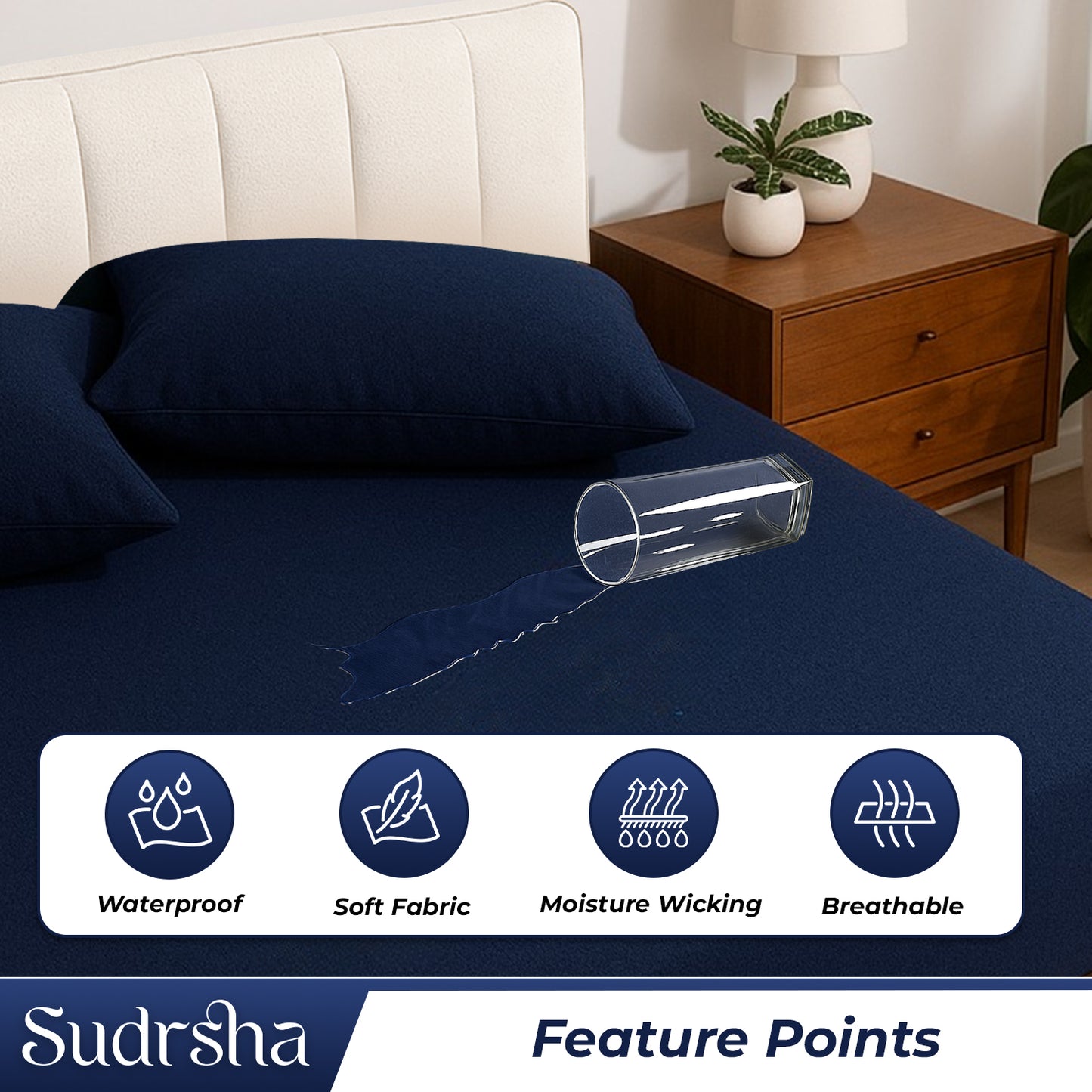 100% Waterproof Cotton Sudrsha Mattress Protector – Hypoallergenic, Ultra-Soft & Breathable Fitted Bed Cover