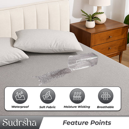 100% Waterproof Cotton Sudrsha Mattress Protector – Hypoallergenic, Ultra-Soft & Breathable Fitted Bed Cover (72x72 Inches) (Grey)