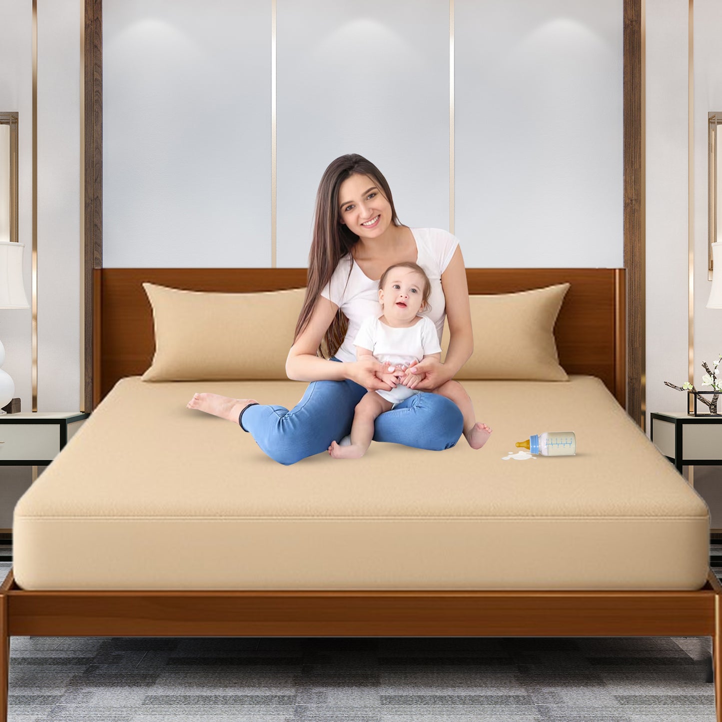 100% Waterproof Cotton Sudrsha Mattress Protector – Hypoallergenic, Ultra-Soft & Breathable Fitted Bed Cover