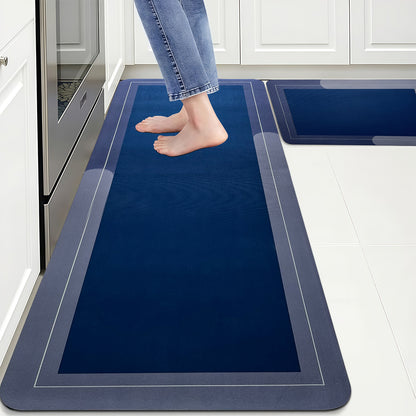 SUDRSHA Anti-Skid 3.5mm  | Water Absorbent Kitchen Mat Solid Blue
