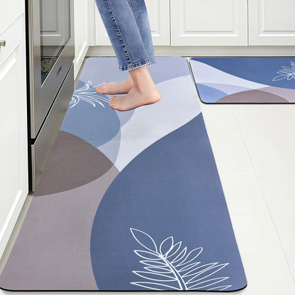 SUDRSHA Anti-Skid 3.5mm  | Water Absorbent Kitchen Mat Leaf print