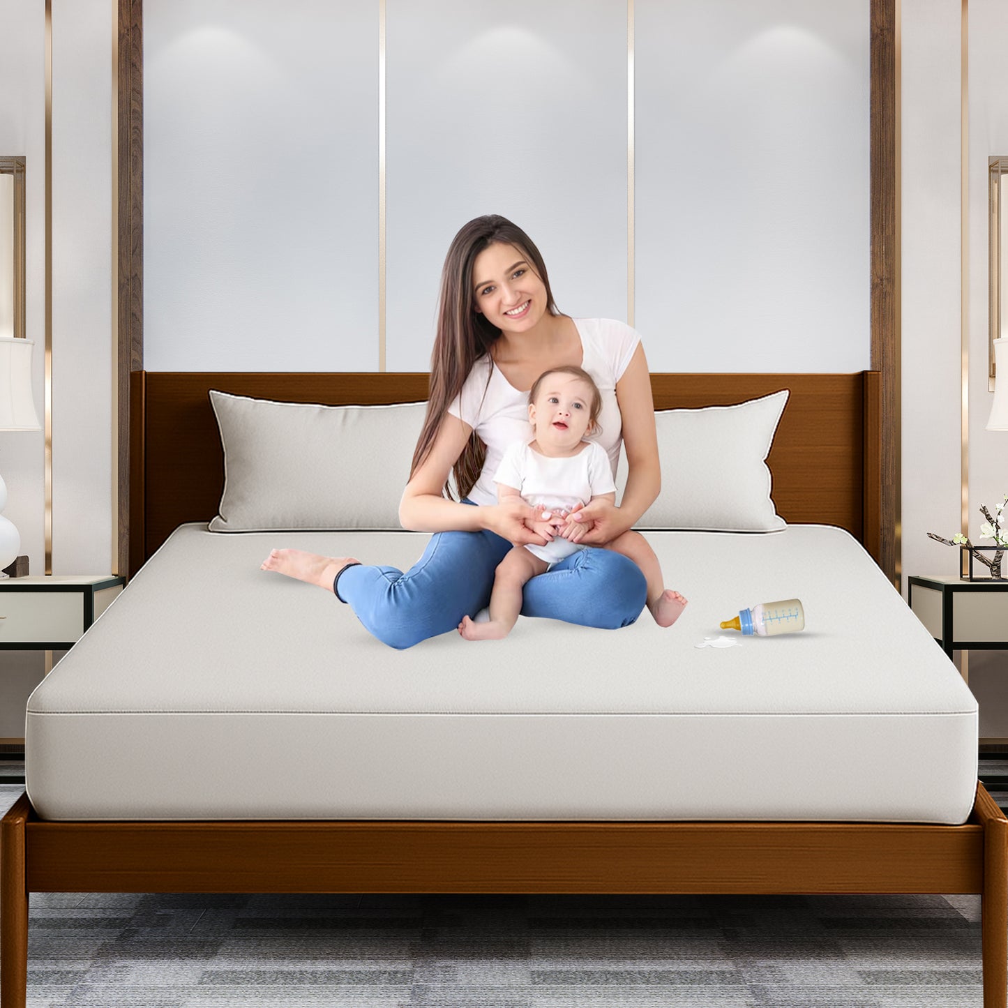100% Waterproof Cotton Sudrsha Mattress Protector – Hypoallergenic, Ultra-Soft & Breathable Fitted Bed Cover  (White)