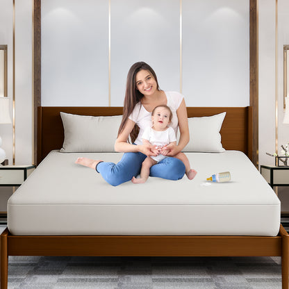 100% Waterproof Cotton Sudrsha Mattress Protector – Hypoallergenic, Ultra-Soft & Breathable Fitted Bed Cover  (White)
