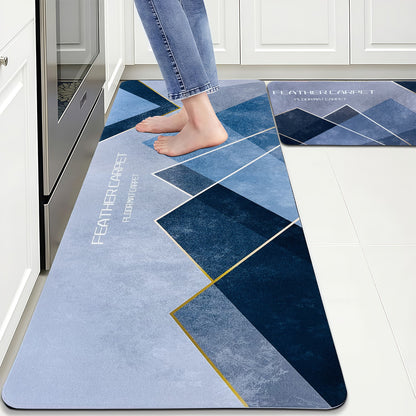 SUDRSHA Anti-Skid 3.5mm  | Water Absorbent Kitchen Mat (Feather Print)