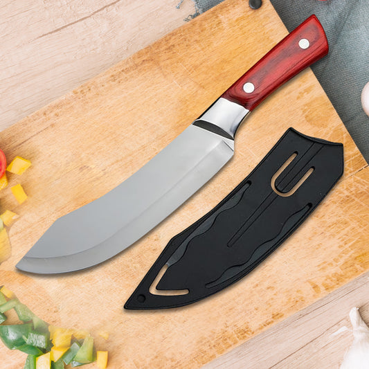 Sudrsha Heavy Duty Chef Knife with Sheath – High Carbon Steel Butcher Cleaver for Meat, Bone, Fish & Vegetables – Professional Kitchen Chopper Knife with Wooden Handle (1 Piece)