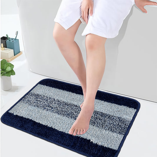 Rectangular Anti-Skid Microfiber Bathroom & Door Mat – Water Absorbent Soft Floor Rug  Blue