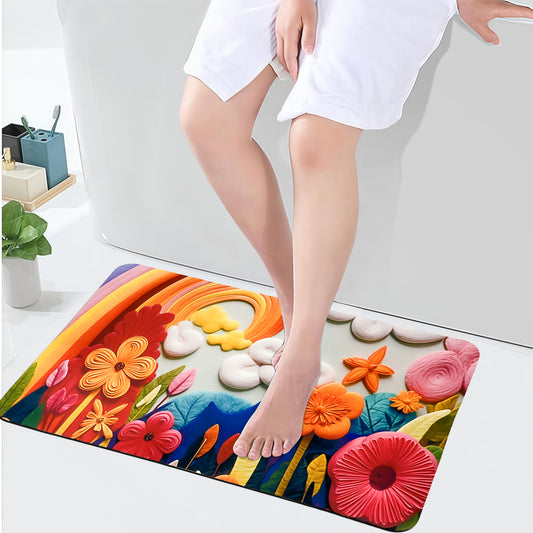 Sudrsha Anti-Skid 3D Cloud Print Rubber Bath Mat – Water-Absorbent