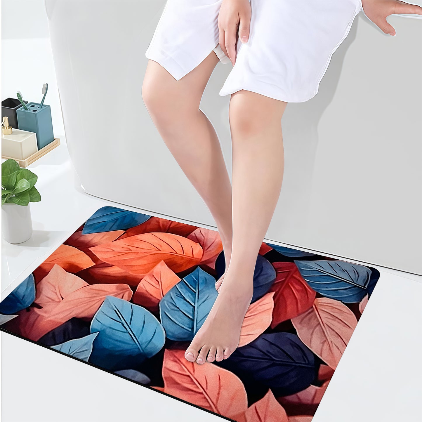 Sudrsha Anti-Skid 3D Cloud Print Rubber Bath Mat – Water-Absorbent